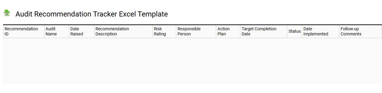 Audit recommendation tracker Excel template