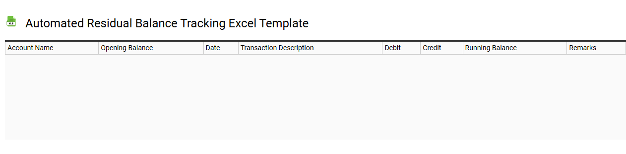Automated residual balance tracking Excel template