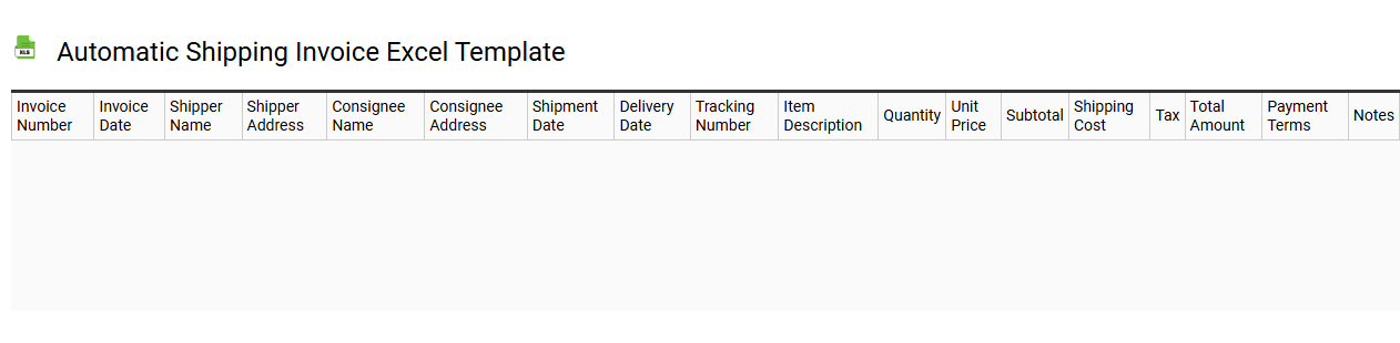 Automatic shipping invoice Excel template