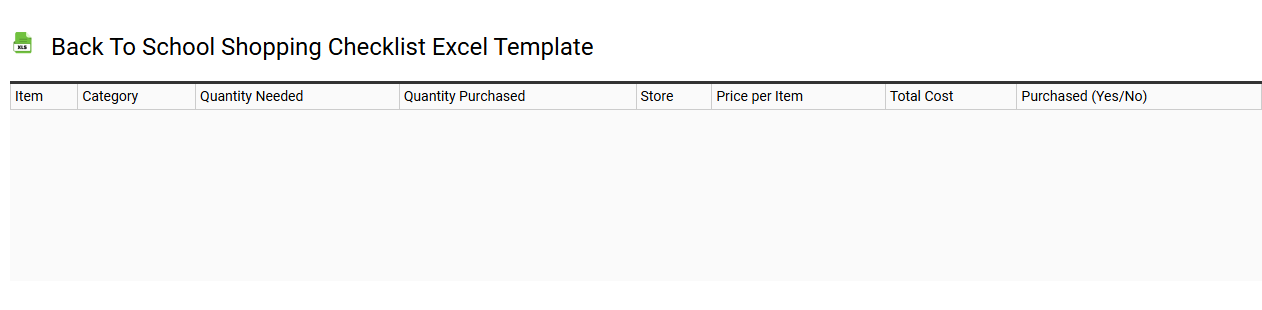Back to school shopping checklist Excel template