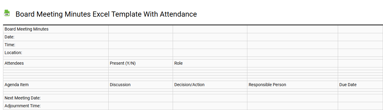 Board meeting minutes Excel template with attendance