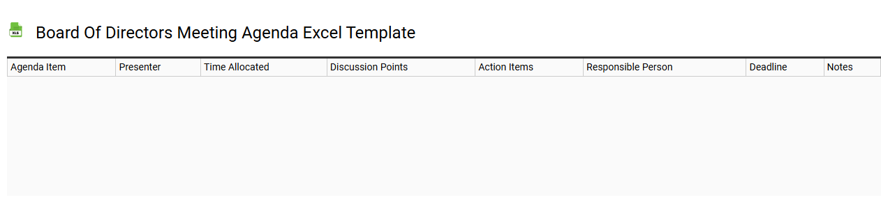 Board of directors meeting agenda Excel template