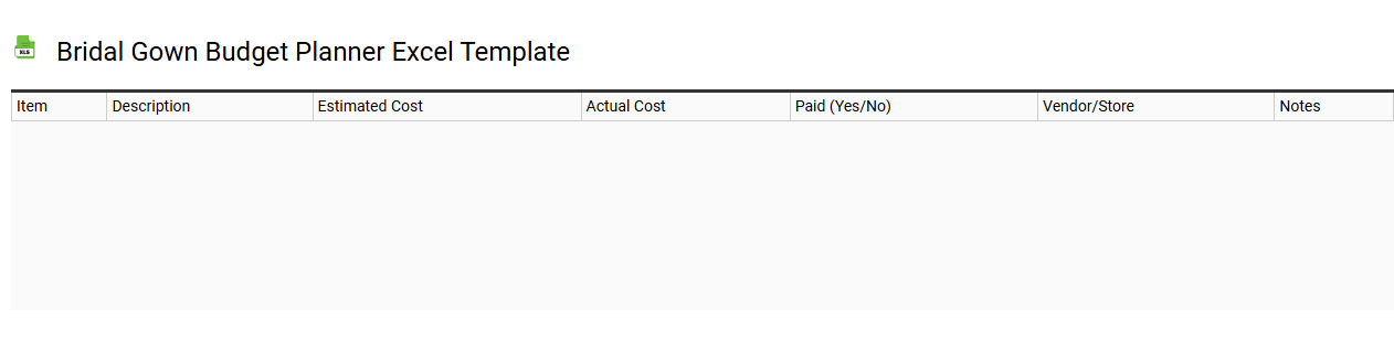 Bridal gown budget planner Excel template