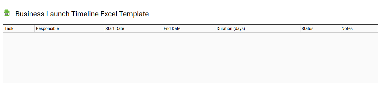 Business launch timeline Excel template