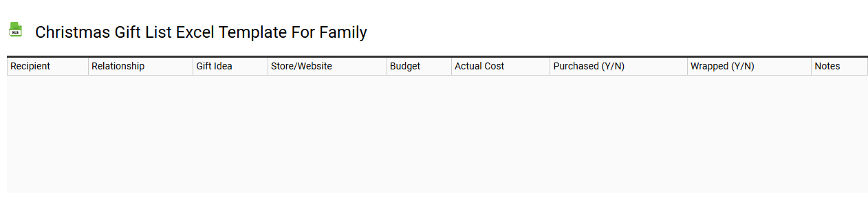 Christmas gift list Excel template for family