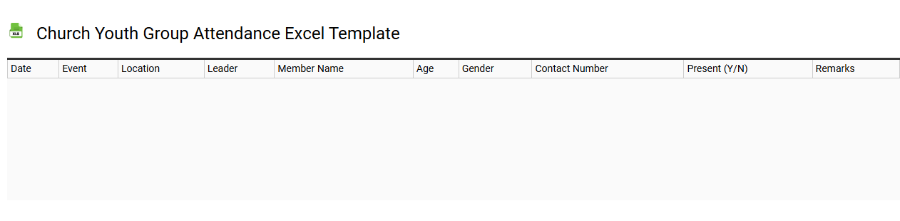 Church youth group attendance Excel template