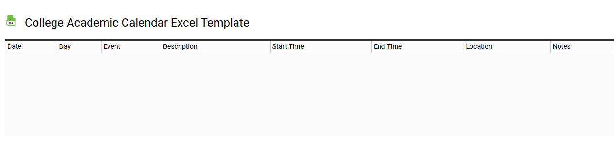 College academic calendar Excel template