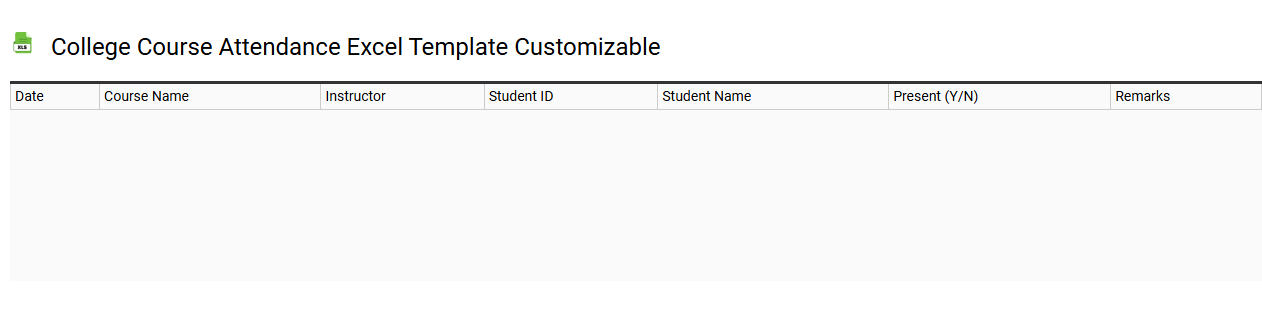 College course attendance Excel template customizable