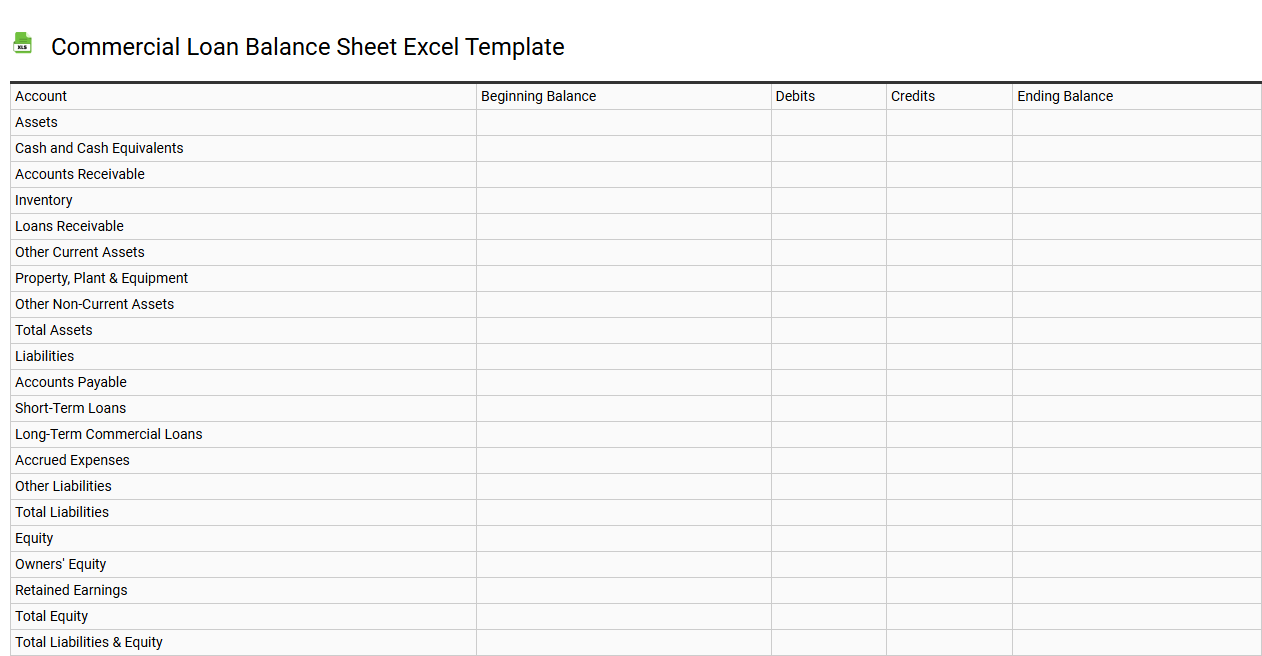 Commercial loan balance sheet Excel template