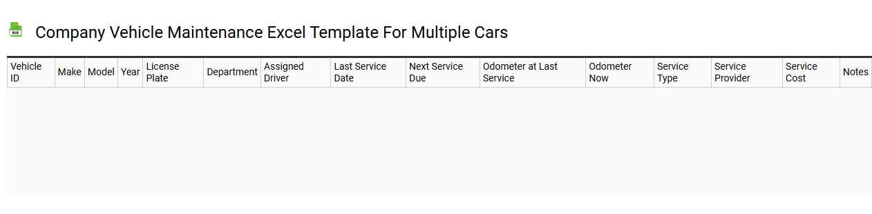 Company vehicle maintenance Excel template for multiple cars