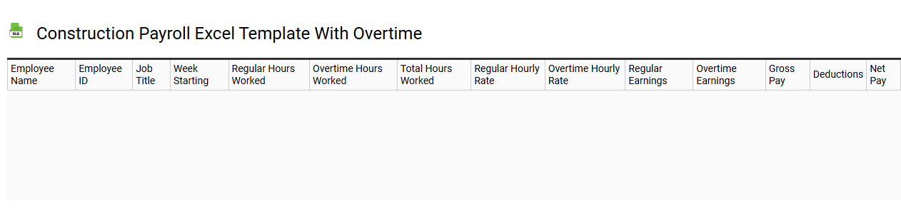 Construction payroll Excel template with overtime