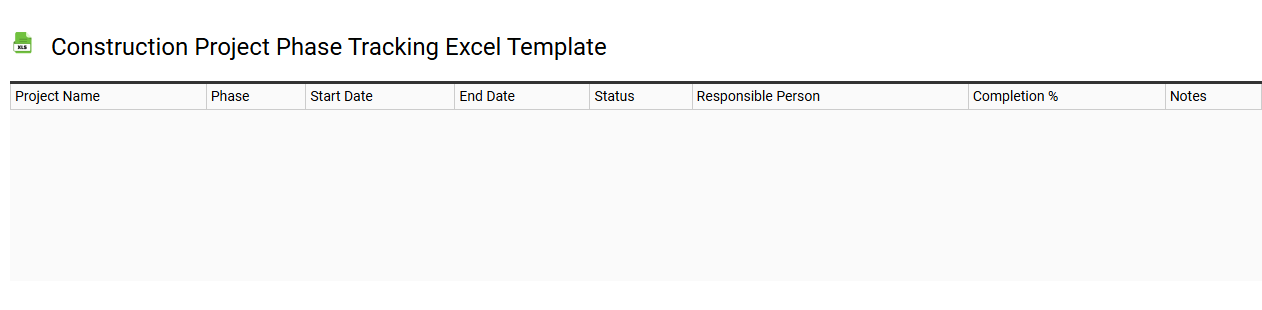 Construction project phase tracking Excel template