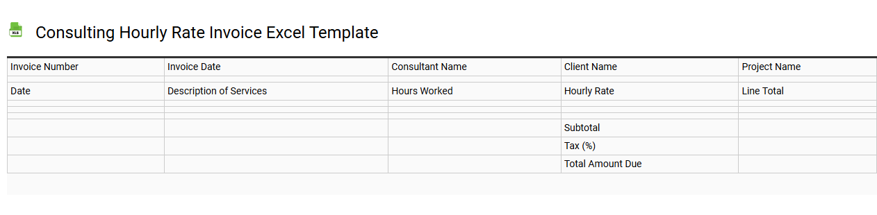 Consulting hourly rate invoice Excel template