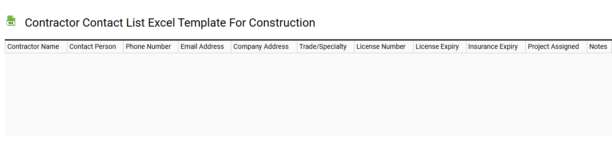 Contractor contact list Excel template for construction