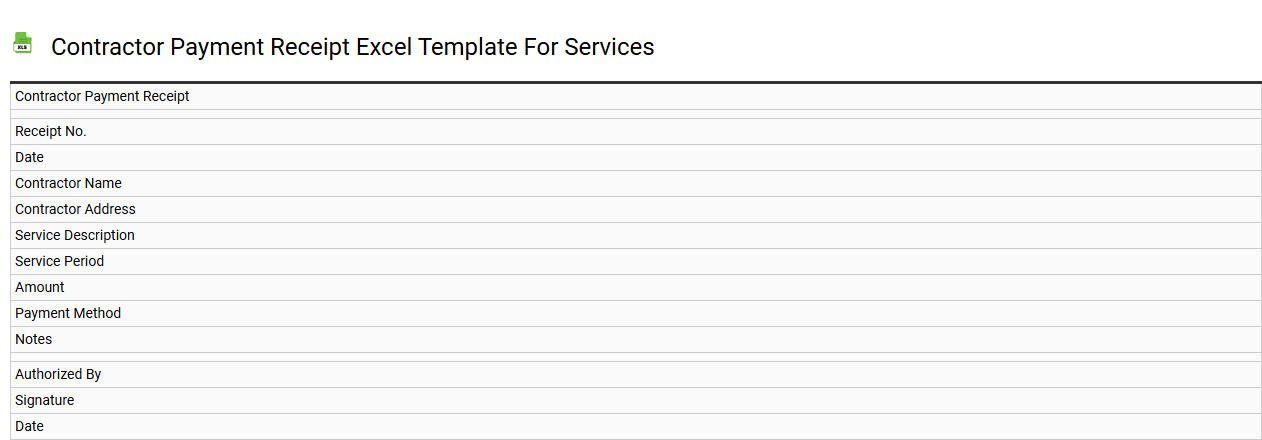 Contractor payment receipt Excel template for services