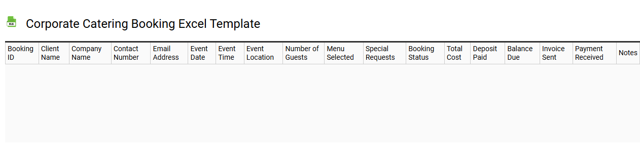 Corporate catering booking Excel template
