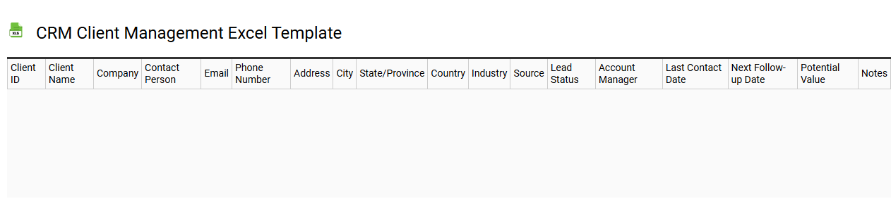CRM client management Excel template