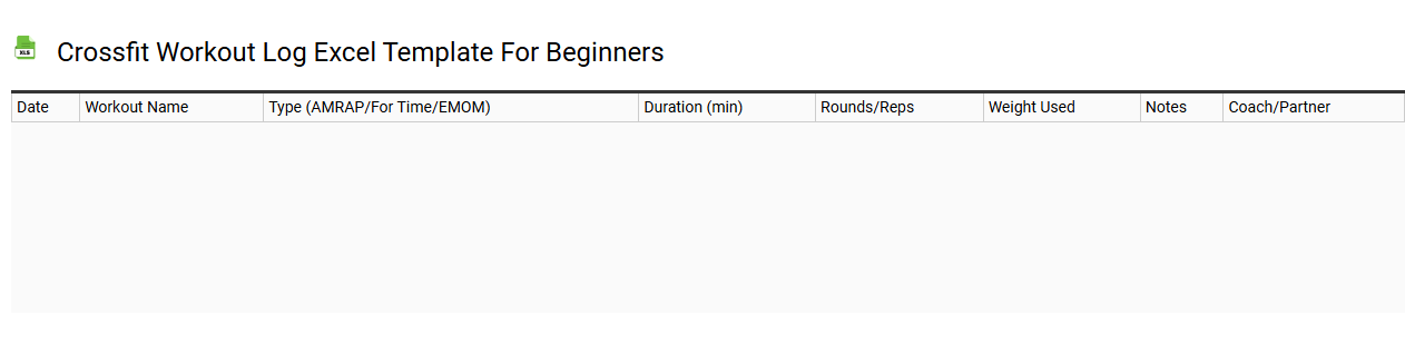 Crossfit workout log Excel template for beginners