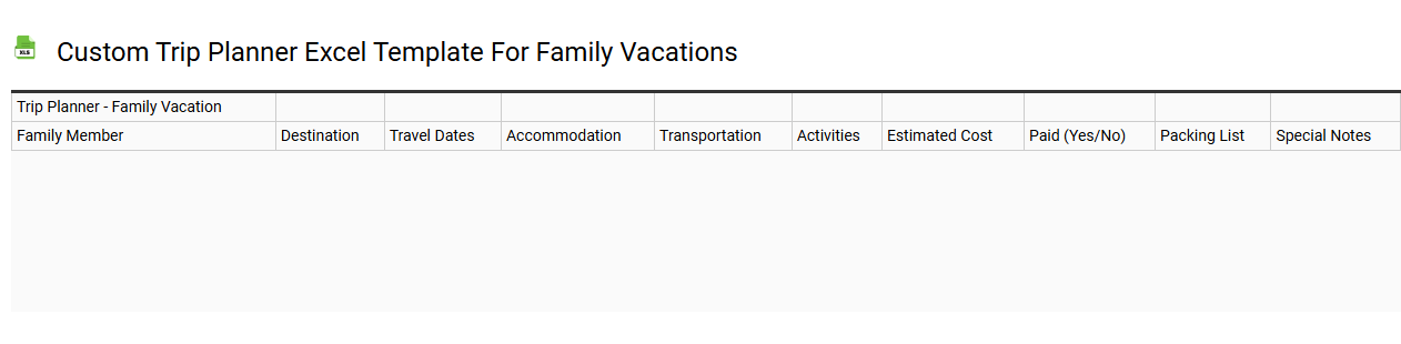 Custom trip planner Excel template for family vacations