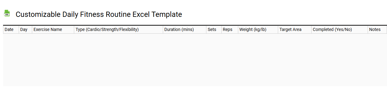 Customizable daily fitness routine Excel template