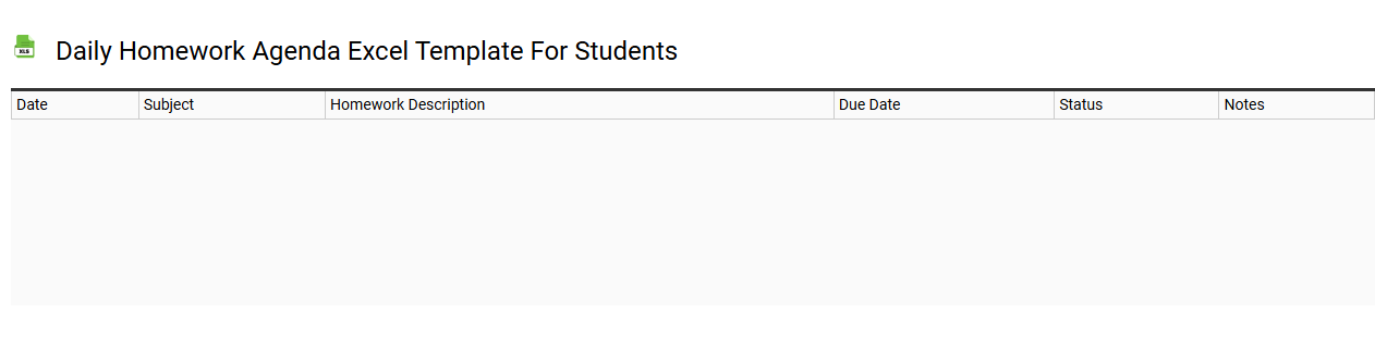 Daily homework agenda Excel template for students