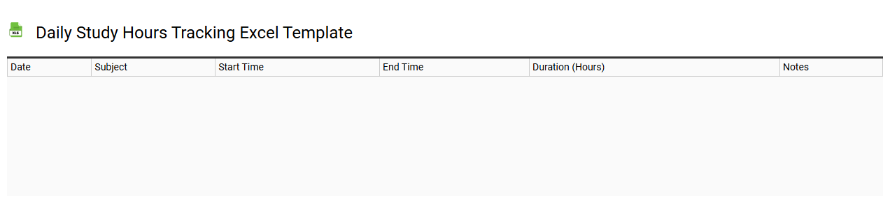 Daily study hours tracking Excel template