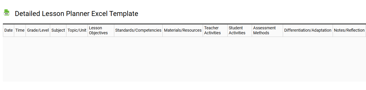 Detailed lesson planner Excel template