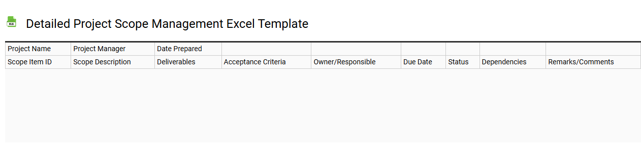 Detailed project scope management Excel template