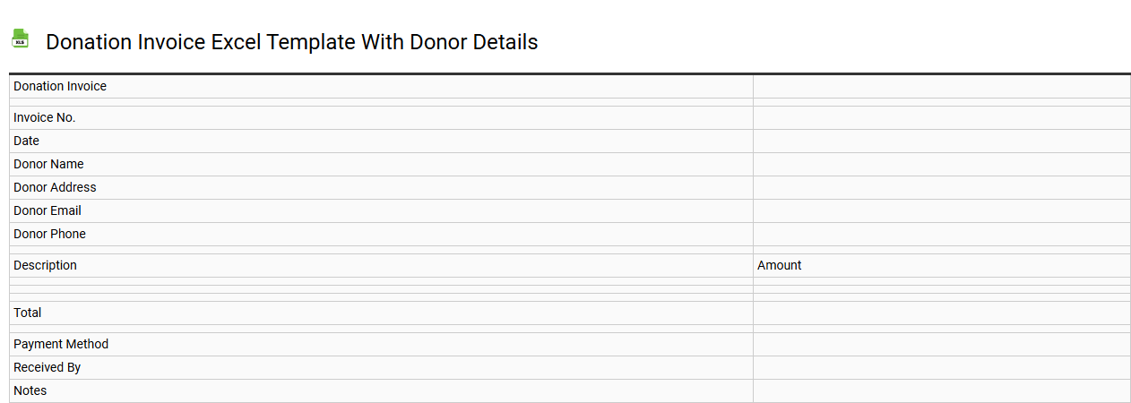 Donation invoice Excel template with donor details