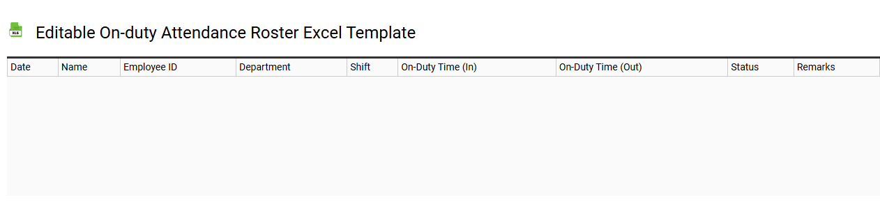 Editable on-duty attendance roster Excel template