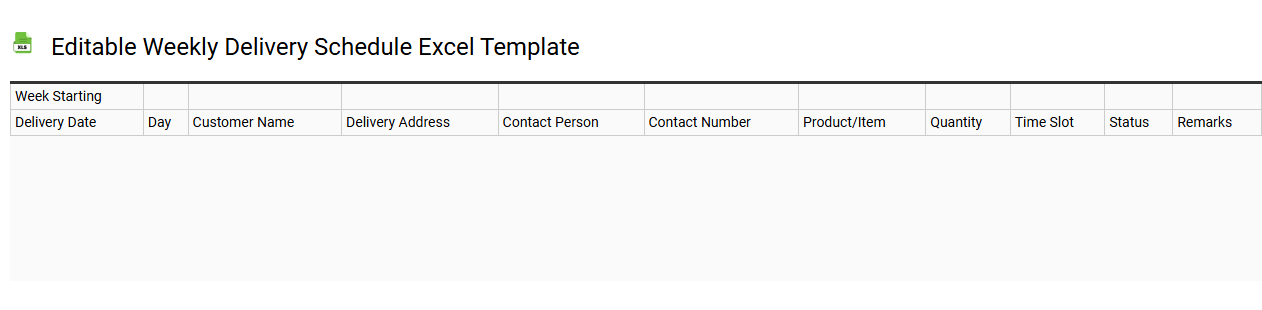 Editable weekly delivery schedule Excel template
