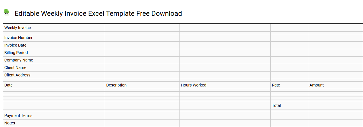 Editable weekly invoice Excel template free download