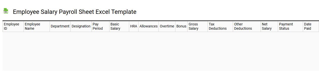 Employee salary payroll sheet Excel template