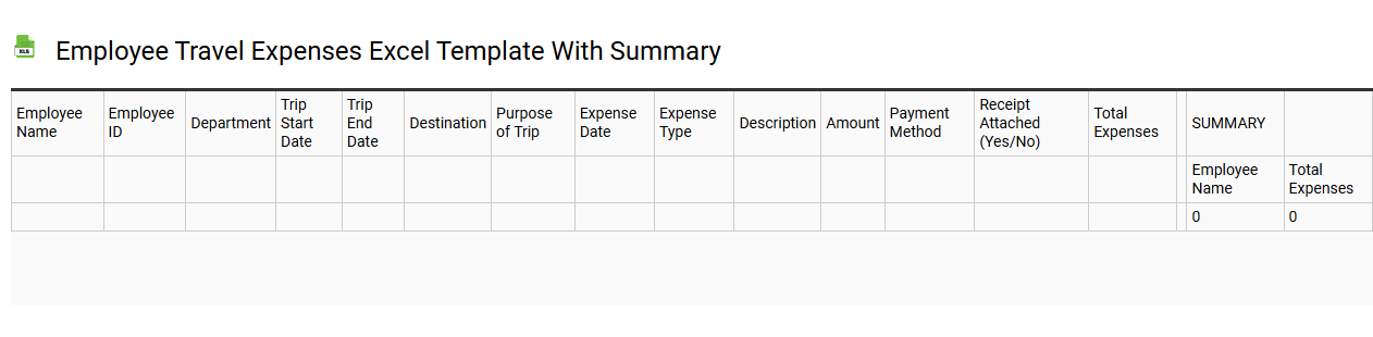 Employee travel expenses Excel template with summary