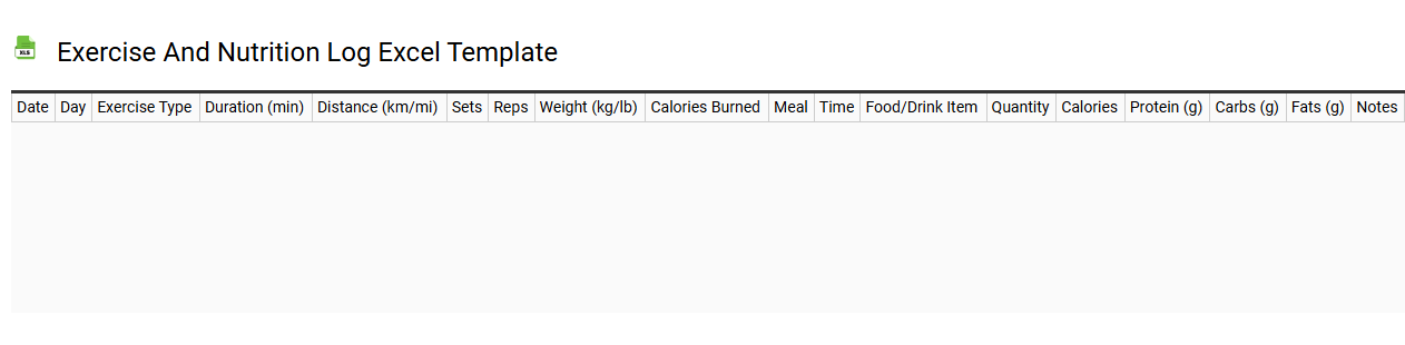 Exercise and nutrition log Excel template