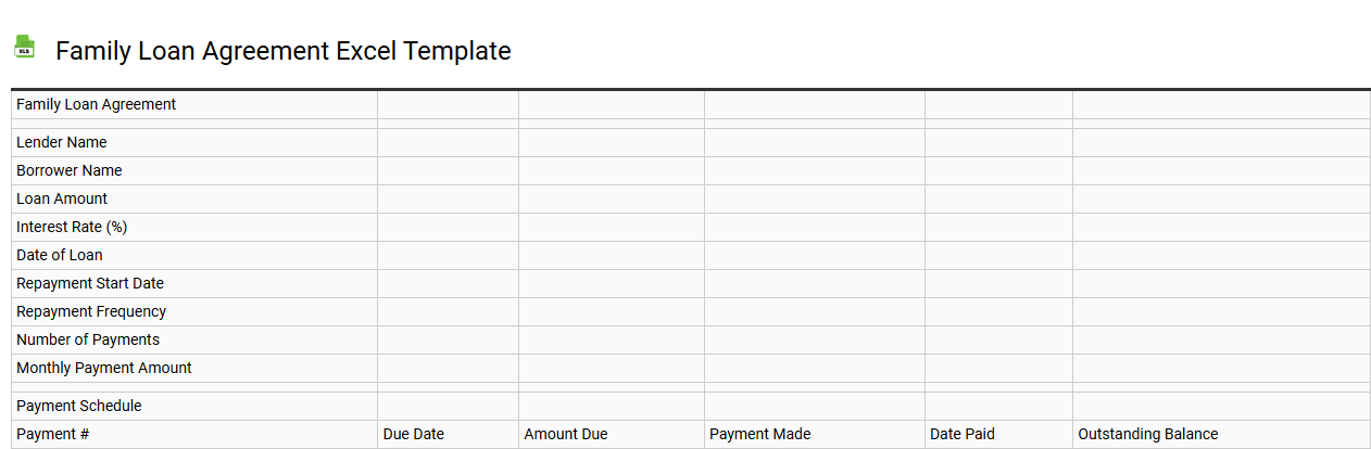 Family loan agreement Excel template