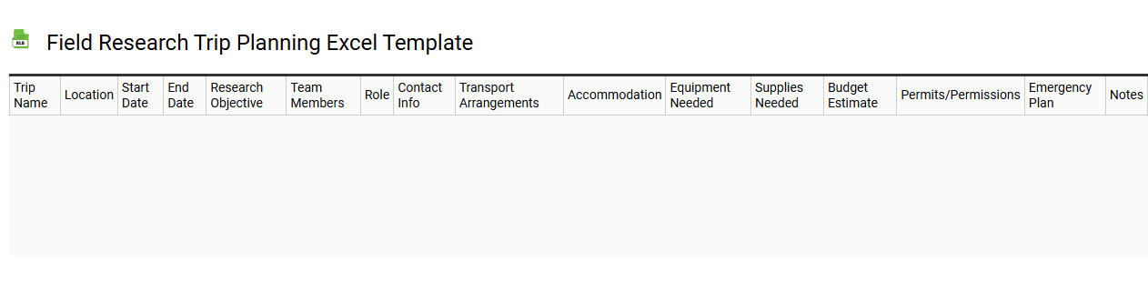 Field research trip planning Excel template