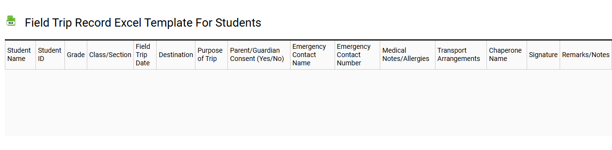 Field trip record Excel template for students