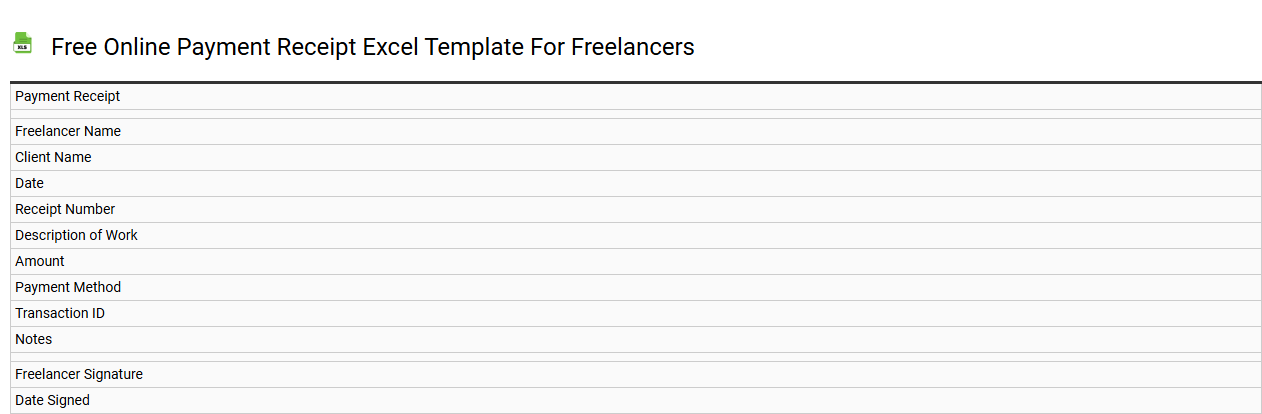 Free online payment receipt Excel template for freelancers