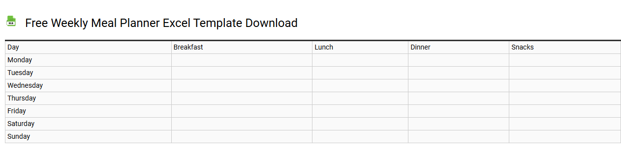 Free weekly meal planner Excel template download