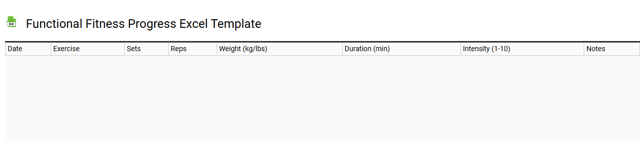 Functional fitness progress Excel template