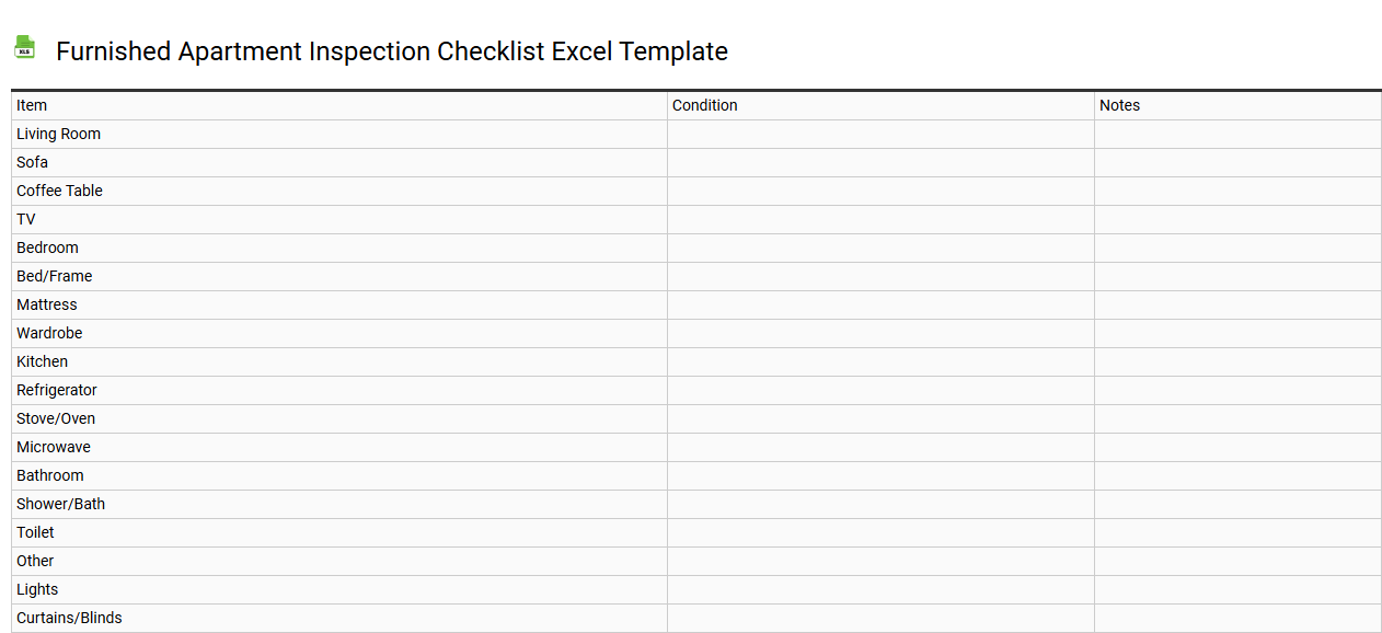 Furnished apartment inspection checklist Excel template