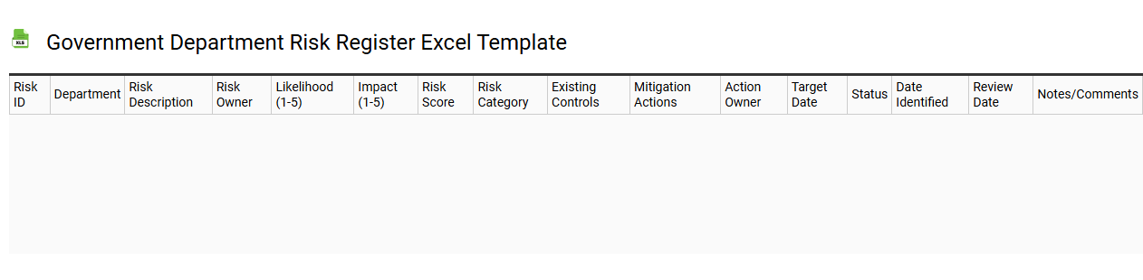 Government department risk register Excel template
