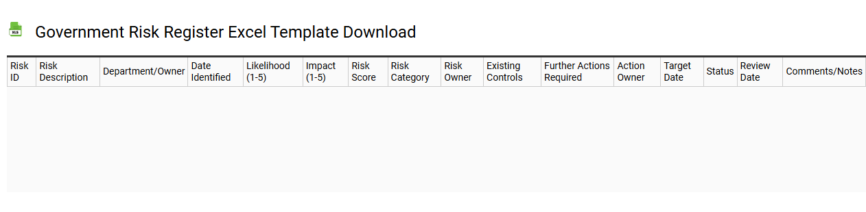 Government risk register Excel template download