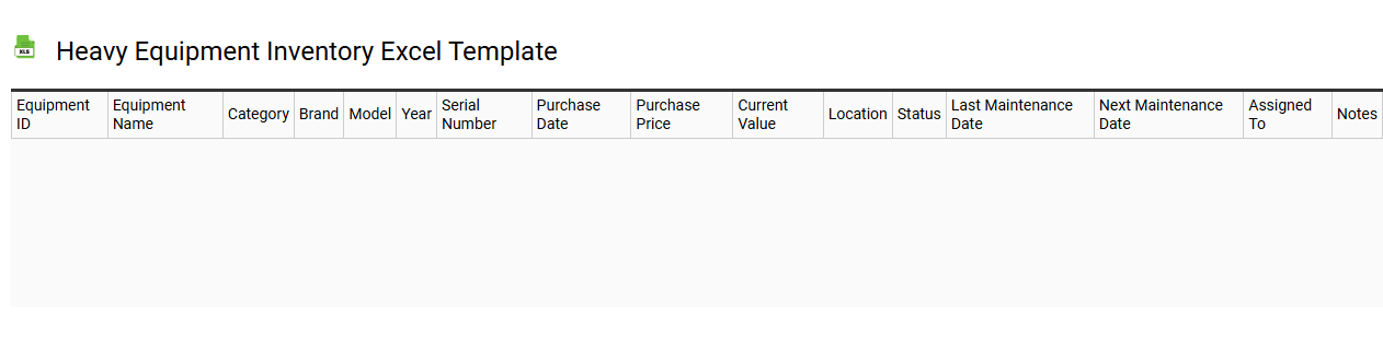 Heavy equipment inventory Excel template