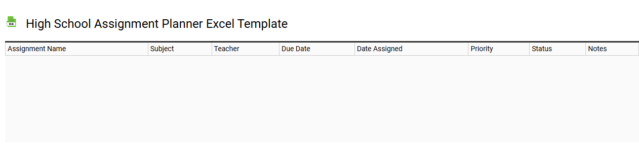 High school assignment planner Excel template