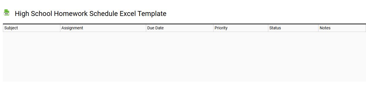High school homework schedule Excel template