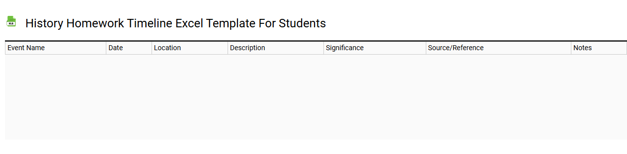 History homework timeline Excel template for students