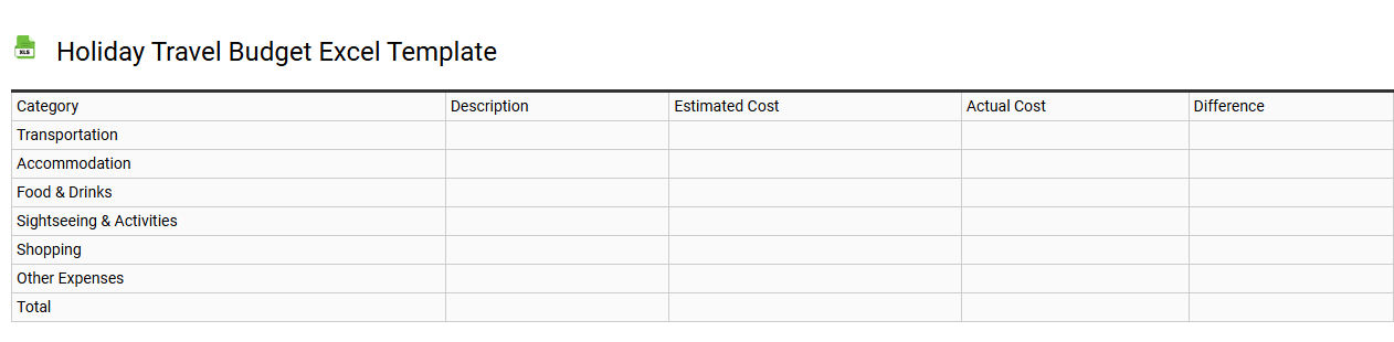 Holiday travel budget Excel template