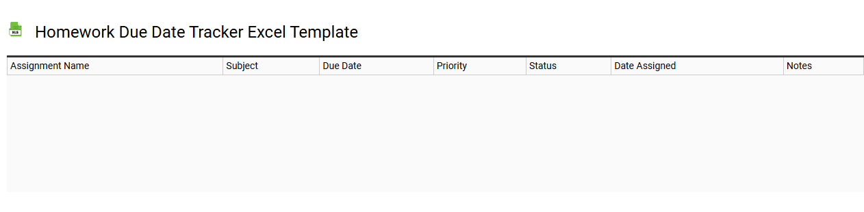 Homework due date tracker Excel template